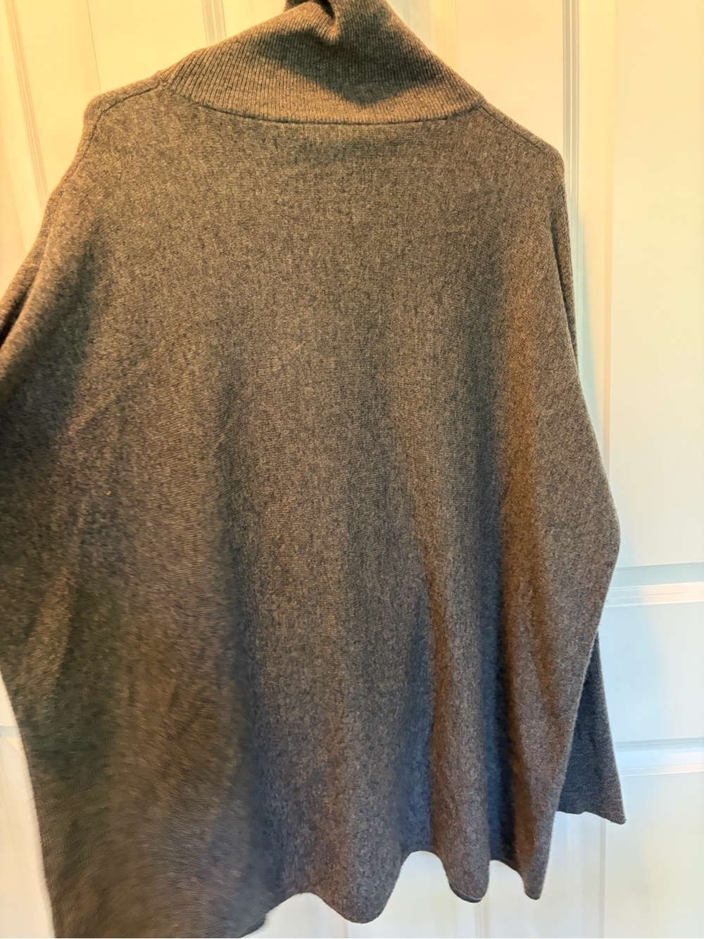 Garnet Hill Gray Cashmere Turtleneck Pocket Sweater - Picture 8 of 11